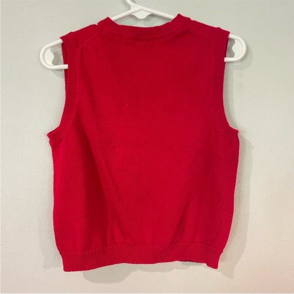 Janie and Jack Boys 2T Red Knit Sweater Vest with Moose Embroidery - Picture 2 of 5